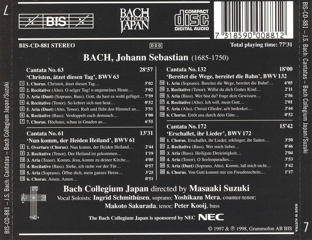 Bach: Cantatas, Vol. 7 - BWV 61, 63, 132, 172 cover art