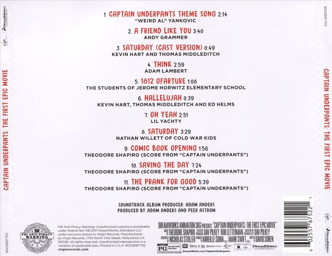 Captain Underpants: The First Epic Movie [Original Motion Picture Soundtrack] cover art