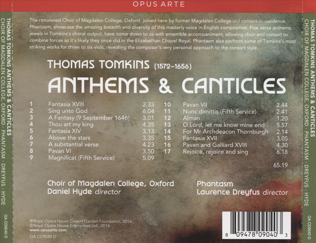Thomas Tomkins: Anthems & Canticles cover art