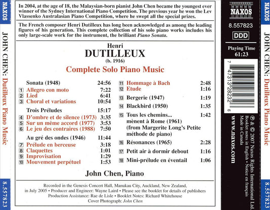 Henri Dutilleux: Complete Solo Piano Music cover art