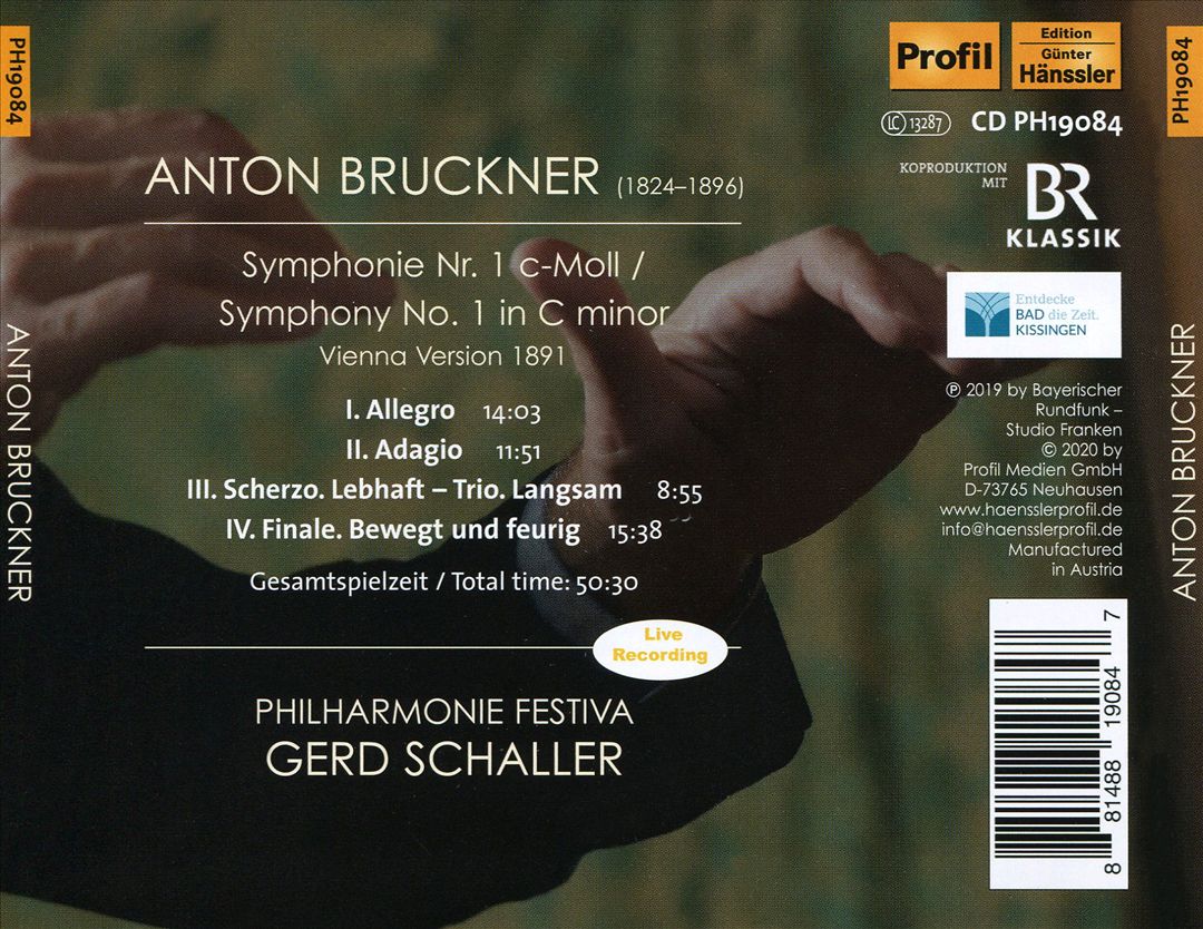 Bruckner: Symphony 1 - Vienna Version 1891 cover art