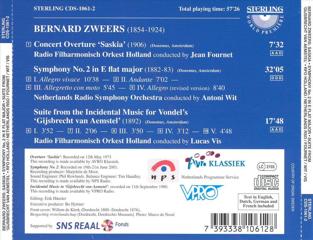 Bernard Zweers: Symphony No. 2 in E flat major cover art