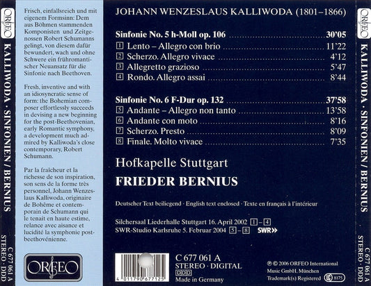 Johann Wenzeslaus Kalliwoda: Symphonies Nos. 5 & 6, Opp. 106 & 132 cover art