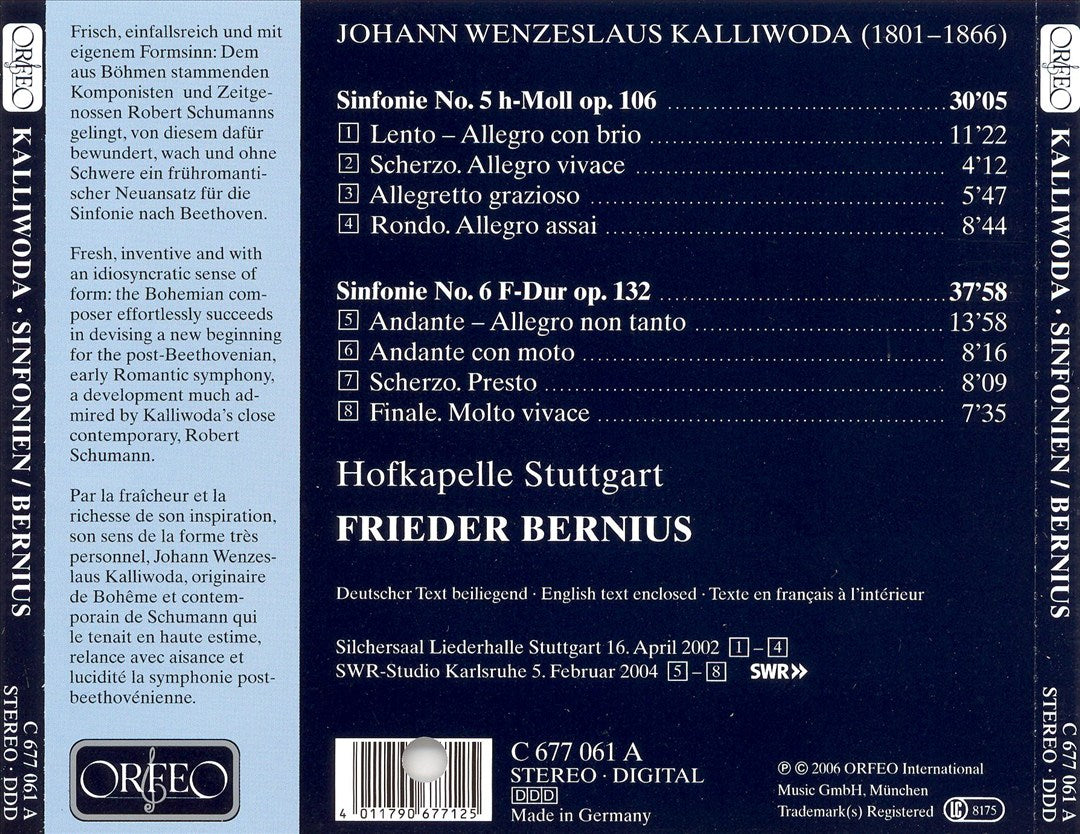 Johann Wenzeslaus Kalliwoda: Symphonies Nos. 5 & 6, Opp. 106 & 132 cover art