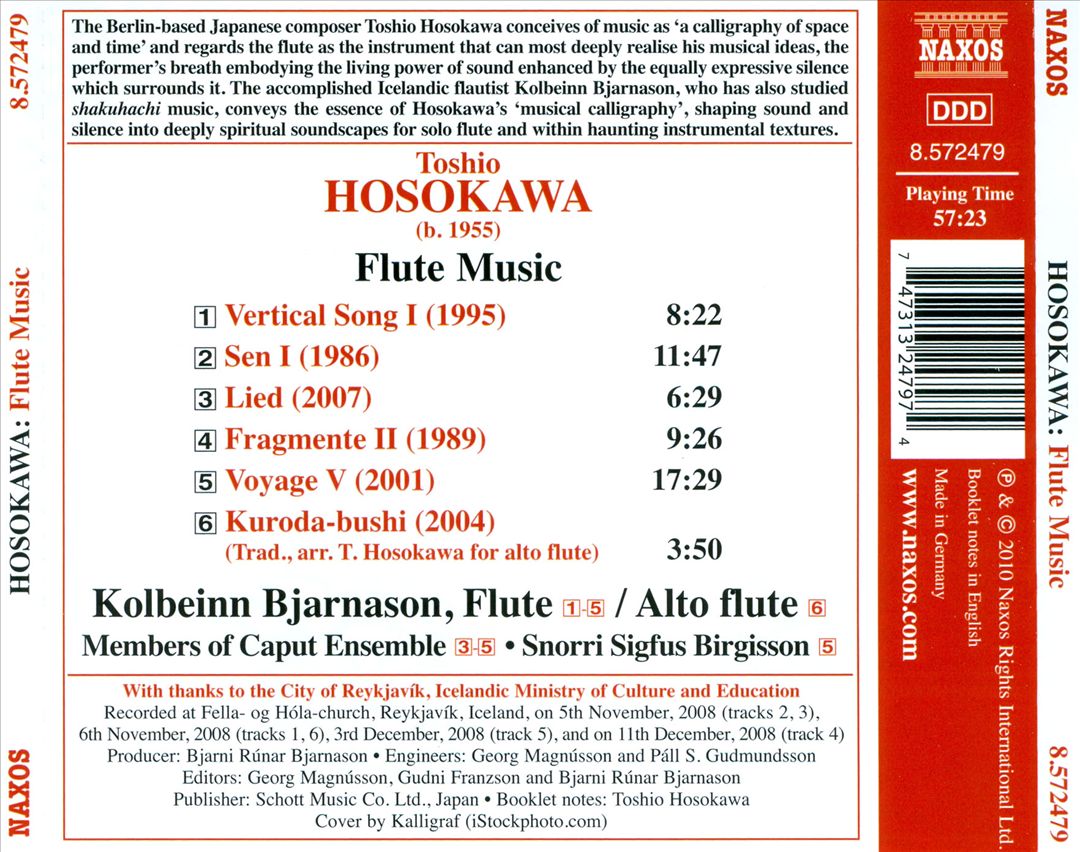 Toshio Hosokawa: Flute Music cover art