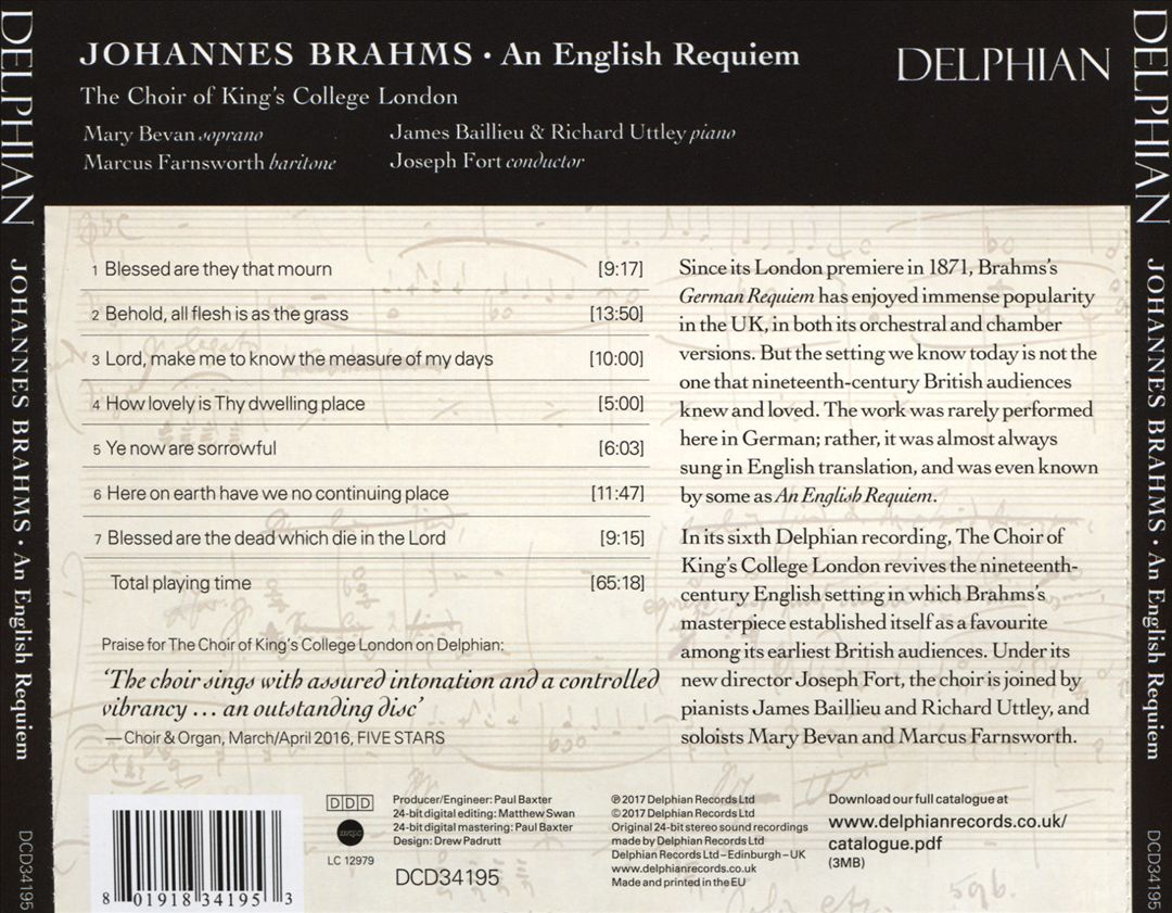 Johannes Brahms: An English Requiem cover art