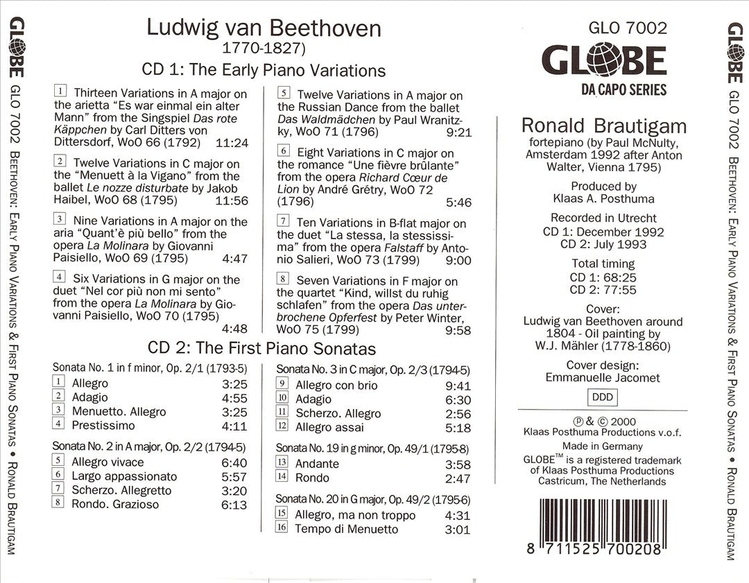 Beethoven: The Early Piano Variations; The First Piano Sonatas cover art
