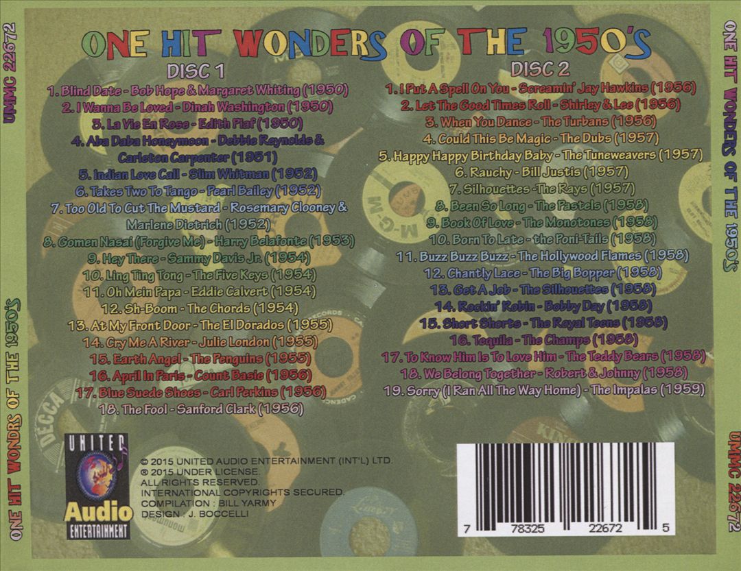 One Hit Wonders of the 1950's cover art