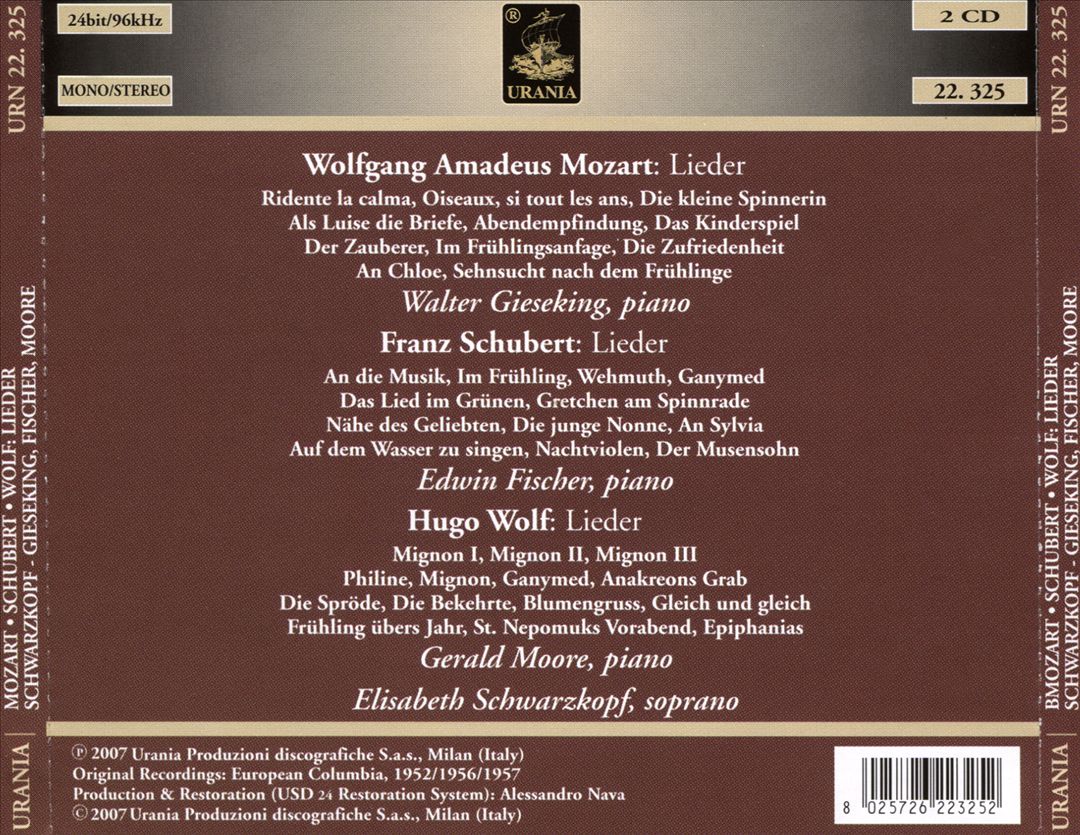Mozart, Schubert, Wolf: Lieder cover art