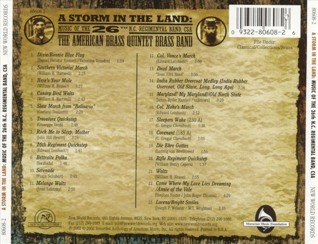 Storm in the Land: Music of the 26th N.C. Regimental Band, CSA cover art