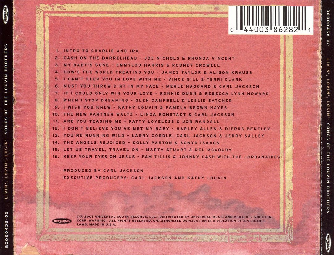Livin', Lovin', Losin': Songs of the Louvin Brothers cover art