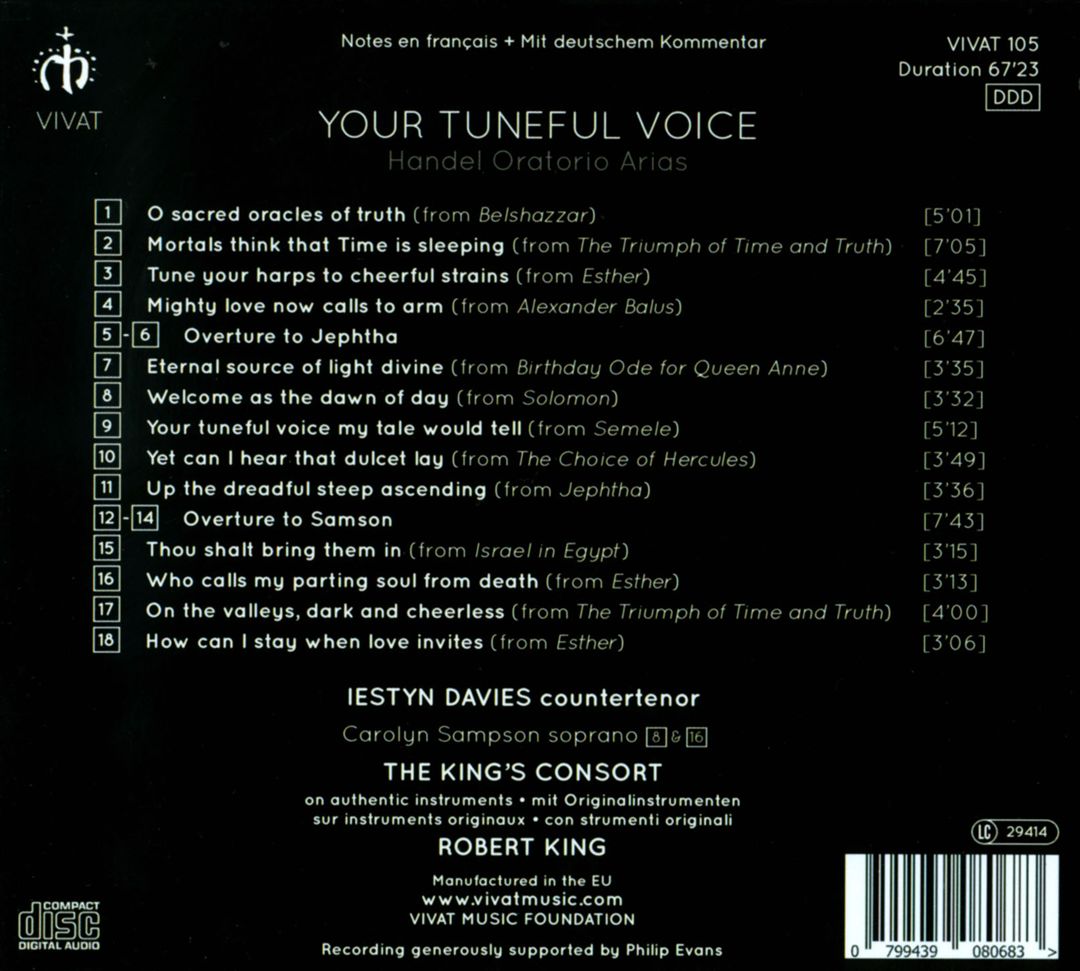 Your Tuneful Voice: Handel Oratorio Arias cover art