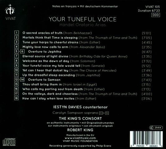 Your Tuneful Voice: Handel Oratorio Arias cover art