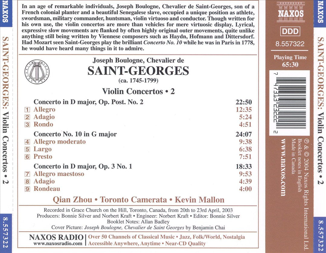 Saint-Georges: Violin Concertos, Vol. 2 cover art