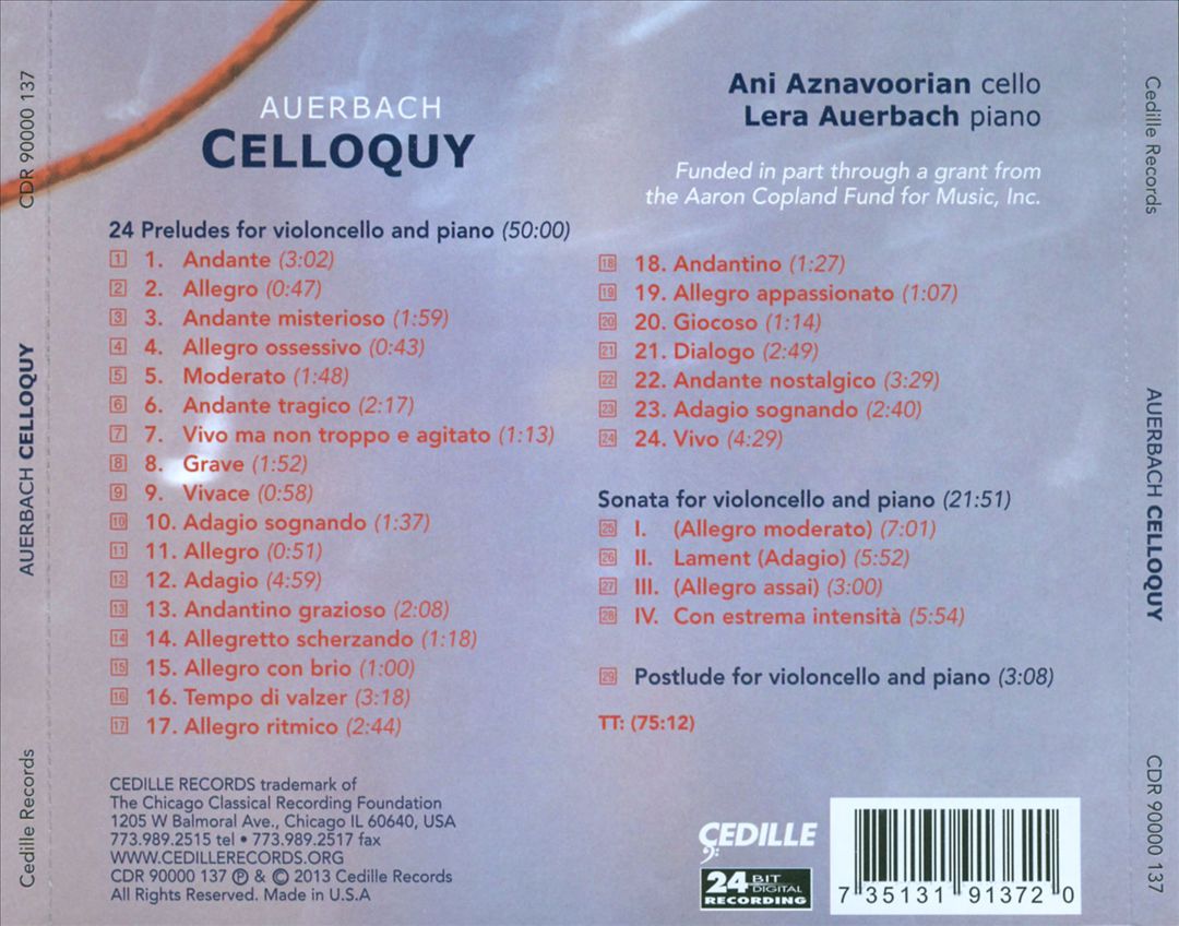 Lera Auerbach: Celloquy cover art