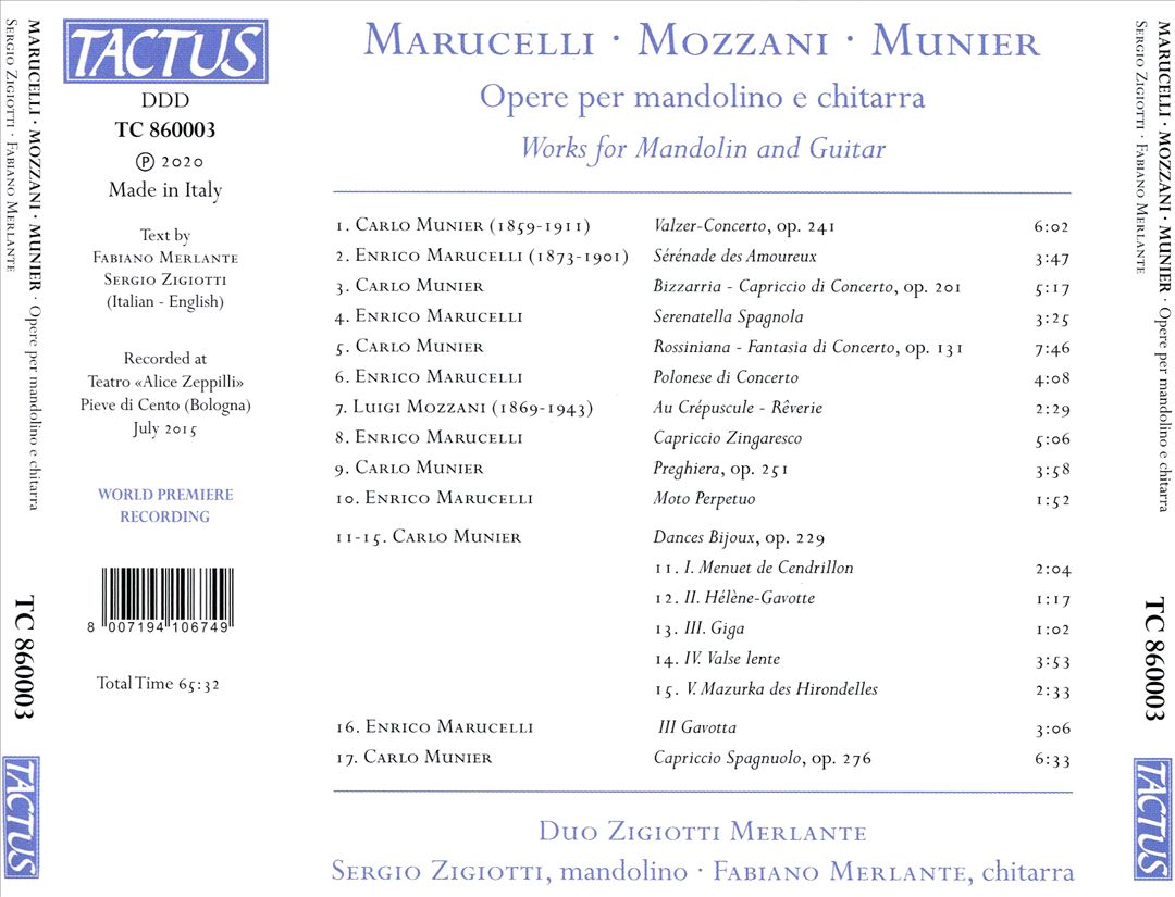 Marucelli, Mozzani, Munier: Opere per Mandolino e Chitarra cover art