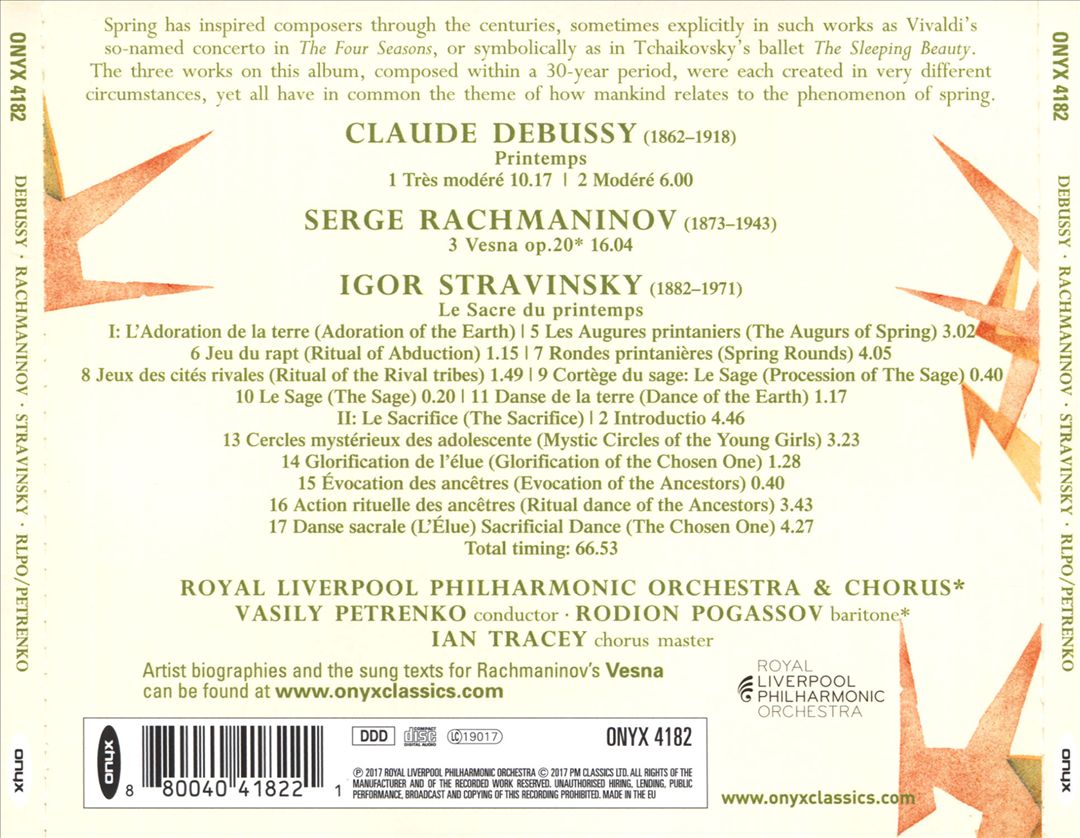 Stravinsky: The Rite of Spring; Rachmaninov: Spring; Debussy: Printemps cover art