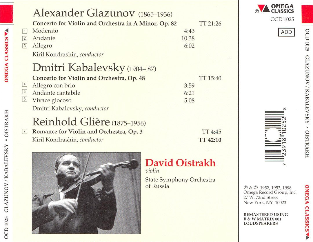 Glaszunov, Kabalevsky: Violin Concertos cover art