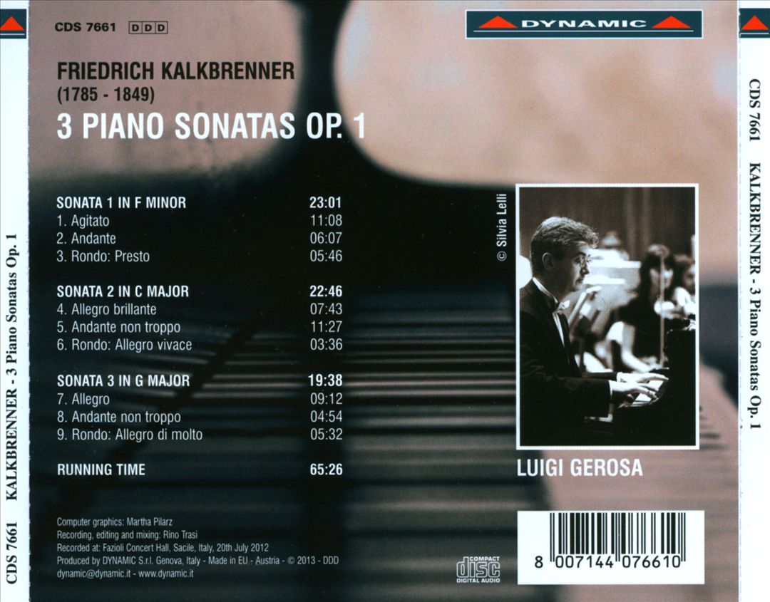 Friedrich Kalkbrenner: 3 Piano Sonatas, Op. 1 cover art