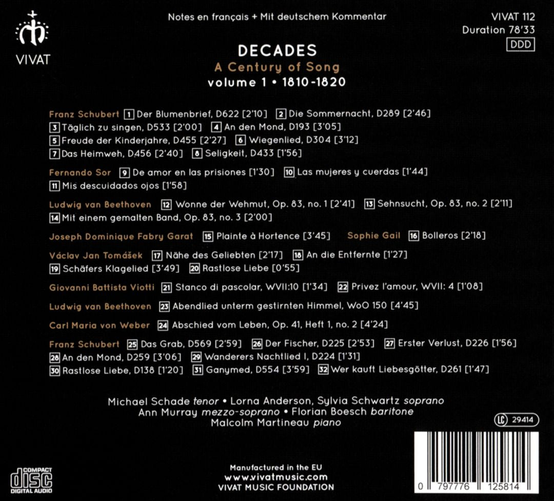 Decades, A Century Of Song, Vol. 1: 1810-1820 cover art