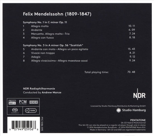 Felix Mendelssohn: Symphonies Nos. 1 & 3 cover art