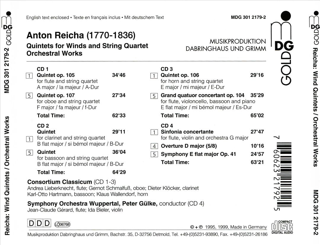 Anton Reicha: Quintets for Winds and String Quartet cover art
