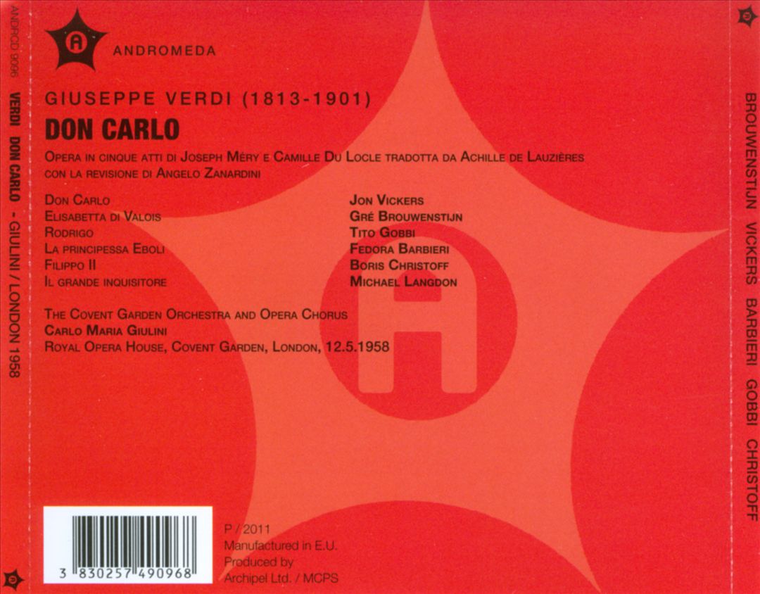 Verdi: Don Carlo (Covent Garden 12.05.1958) cover art