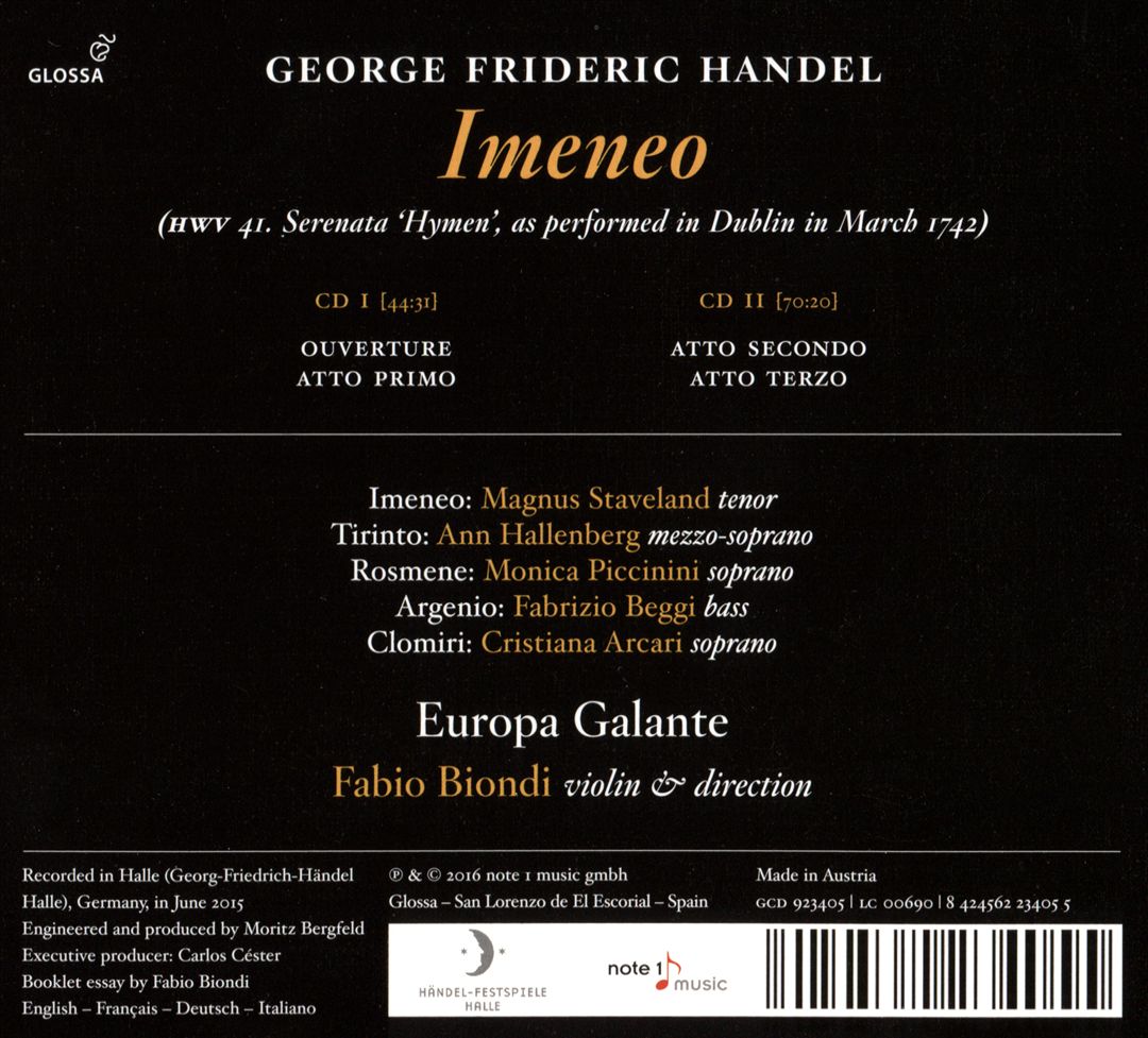 G.F. Handel: Imeneo cover art