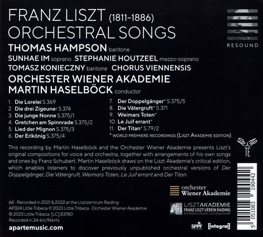 Liszt: Orchestral Songs cover art