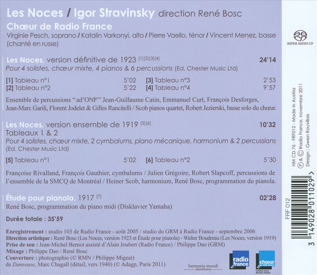 Stravinsky: Les Noces cover art