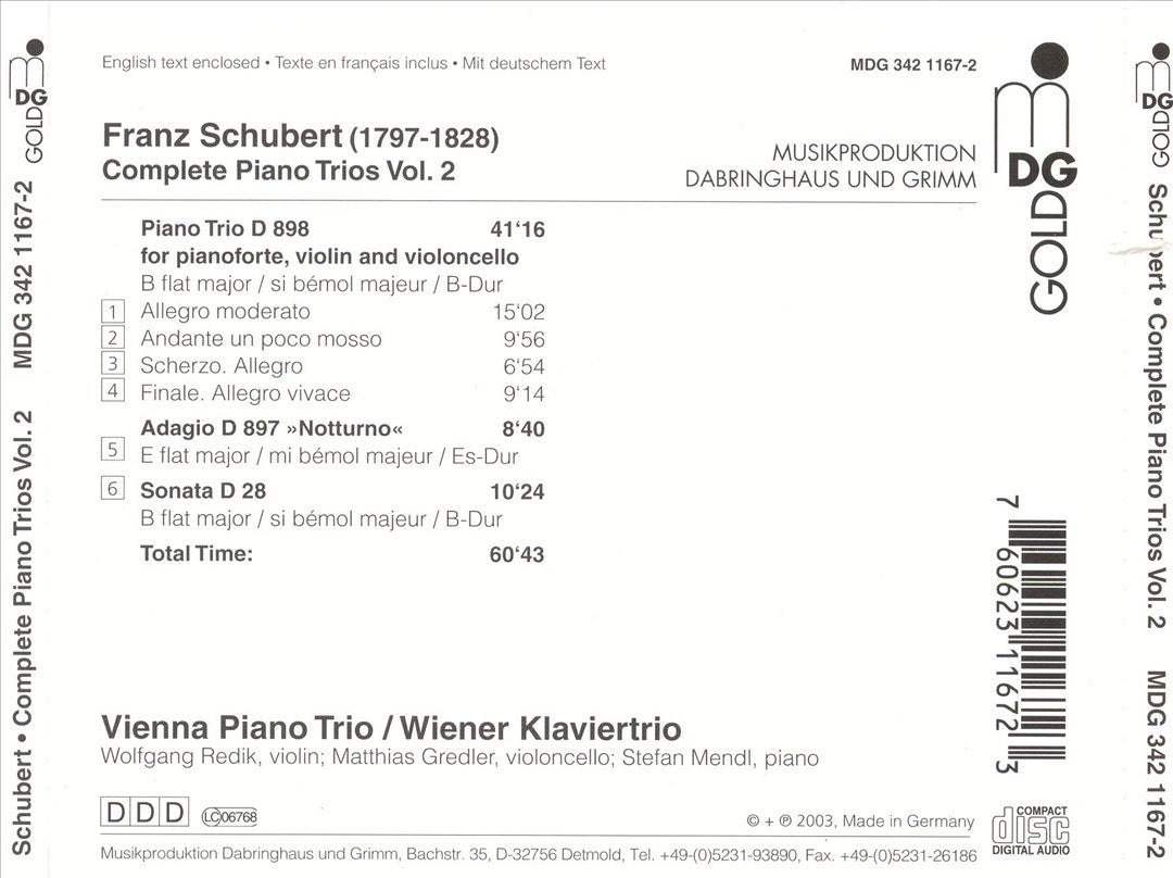 Schubert: Complete Piano Trios, Vol. 2 cover art