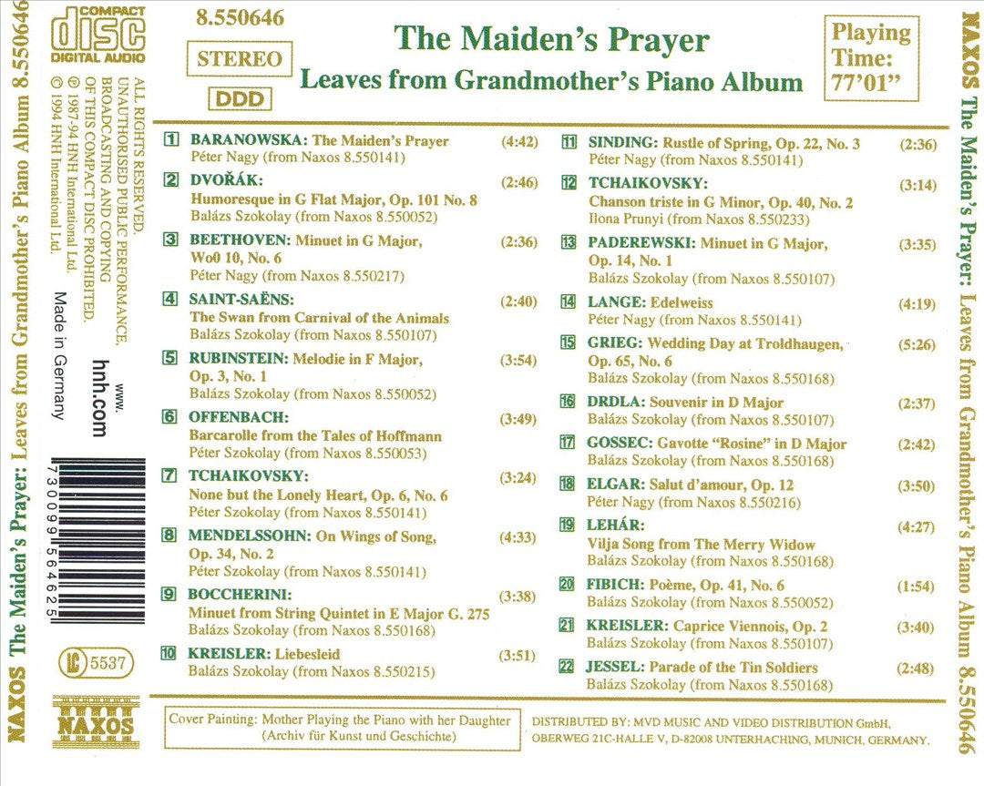 Maiden's Prayer: Leaves from Grandmother's Piano Album cover art