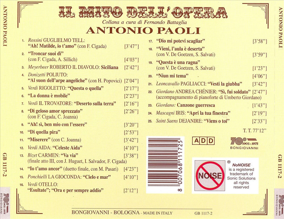 Il Mito dell'Opera: Antonio Paoli cover art