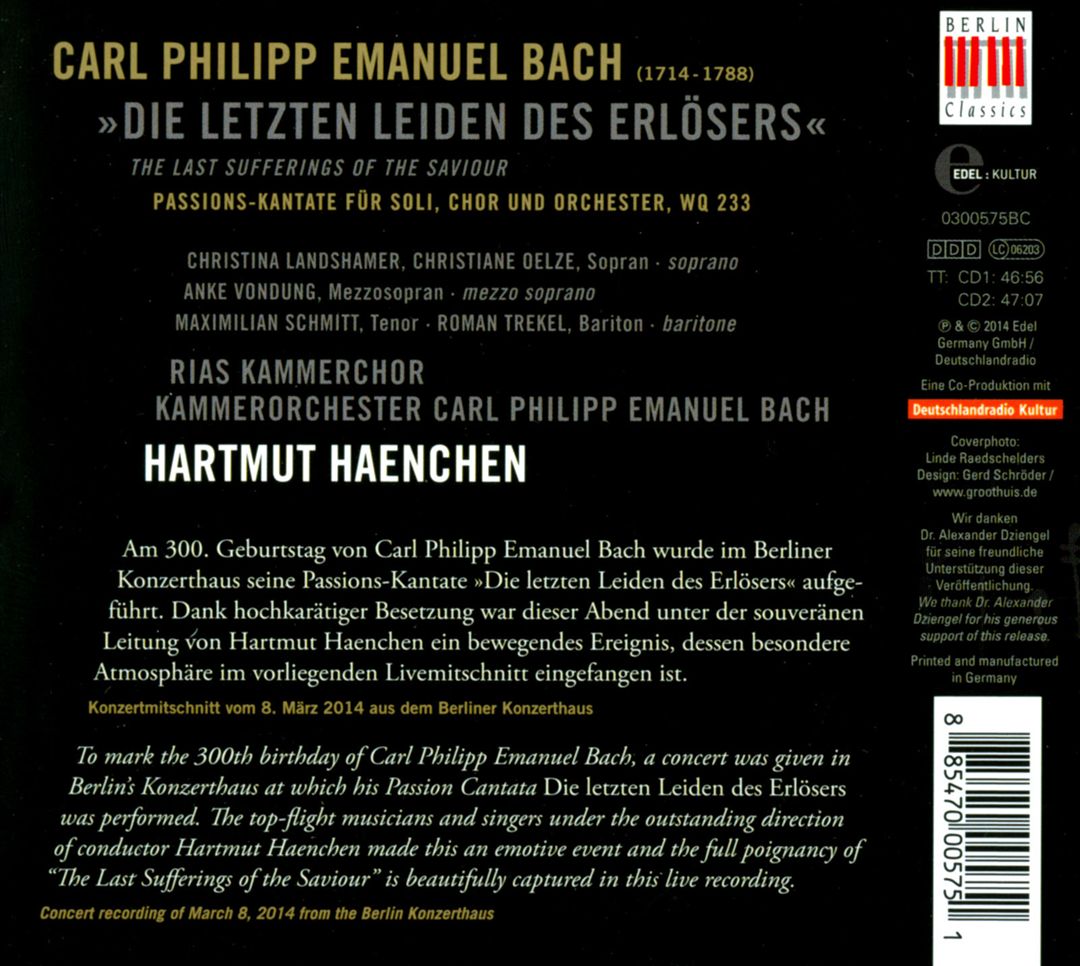 C.P.E. Bach: Die Letzten Leiden des Erlösers cover art