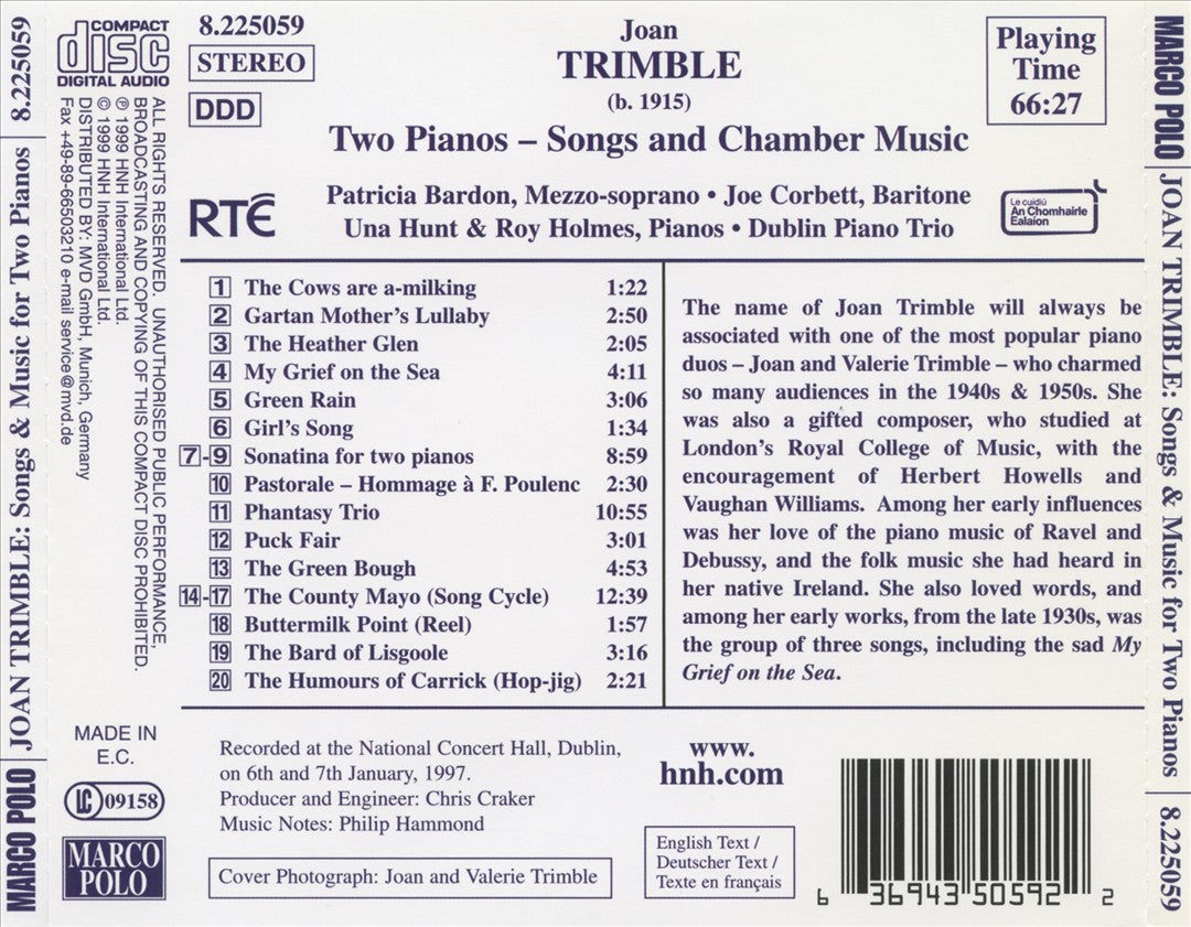 Joan Trimble: Two Pianos - Songs and Chamber Music cover art