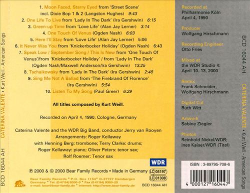 Kurt Weill - American Songs cover art
