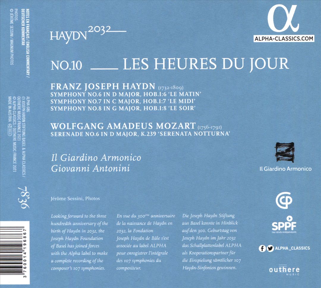 Haydn 2032, No. 10: Les Heures du Jour cover art
