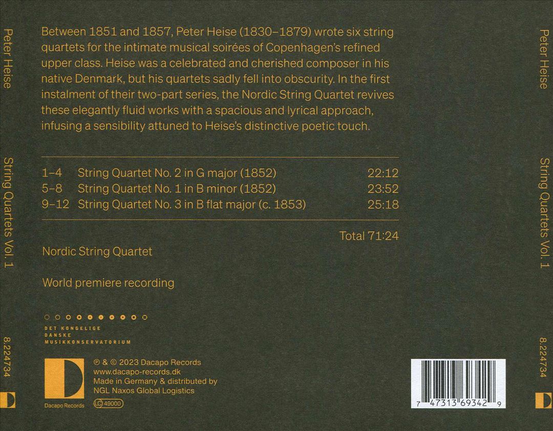 Peter Heise: The String Quartets, Vol. 1 cover art