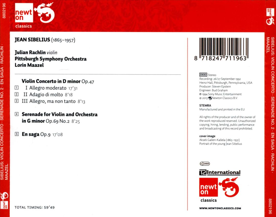Sibelius: Violin Concerto; Serenade No. 2; En saga cover art