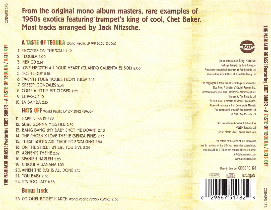 Taste of Tequila/Hats Off cover art
