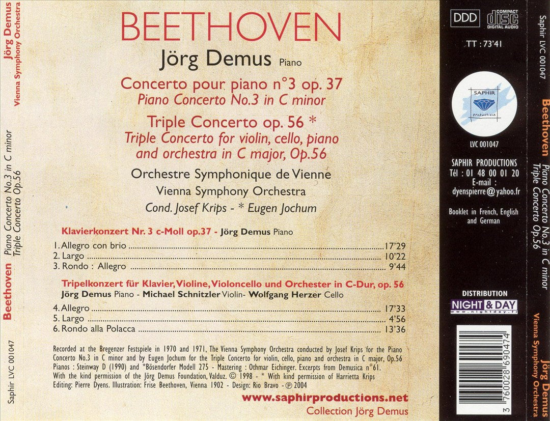 Beethoven: Piano Concerto No. 3, Op. 37; Triple Concerto, Op. 56 cover art