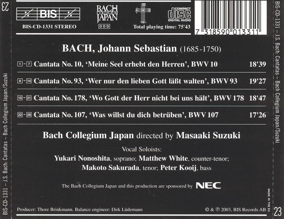 Bach: Cantatas, Vol. 23 - BWV 10, 93, 107, 178 cover art