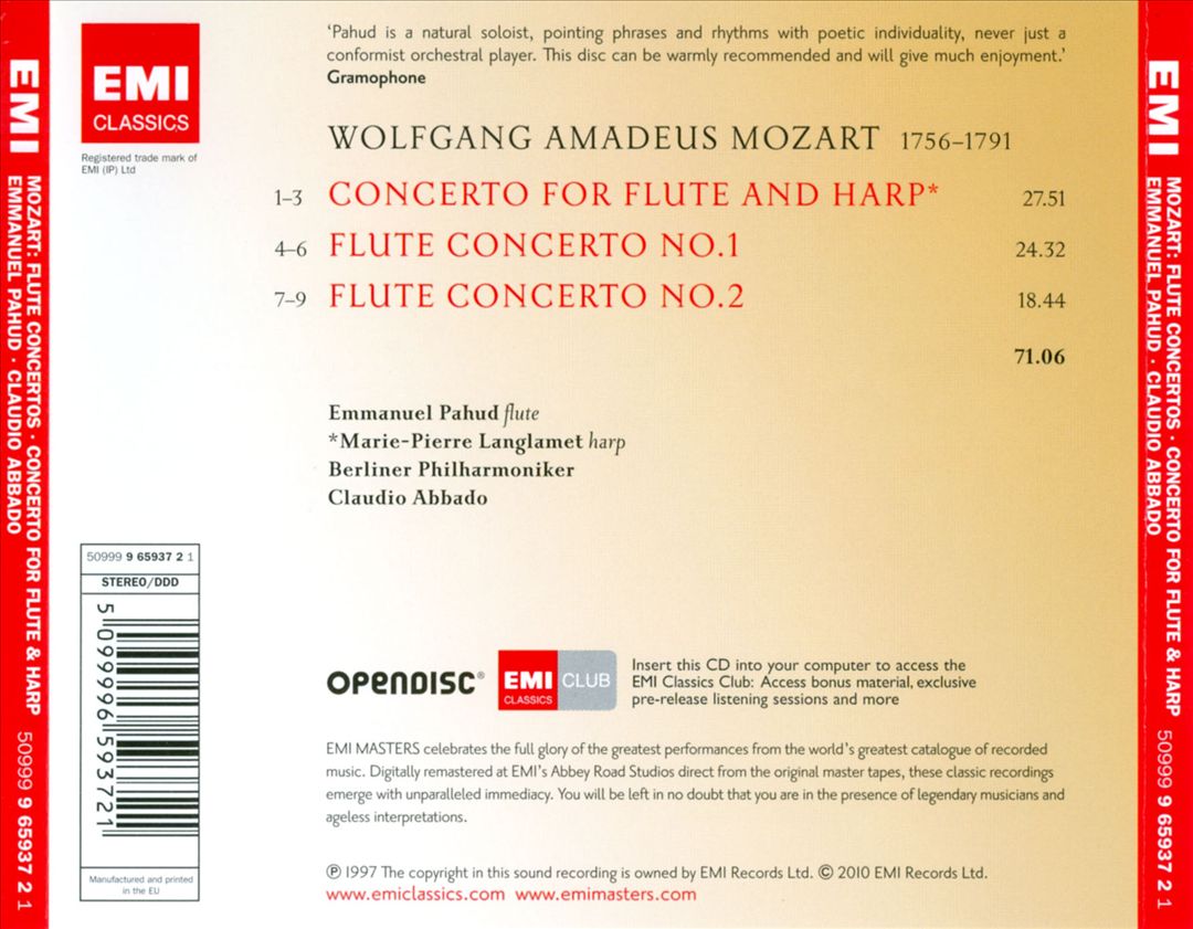 Mozart: Flute Concertos; Concerto for Flute and Harp cover art
