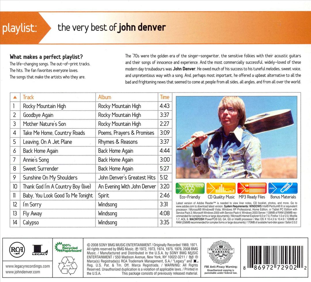 Playlist: The Very Best of John Denver cover art
