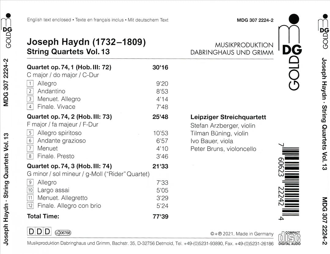 Haydn: String Quartets, Vol. 13 - Op. 74 No. 1-3 cover art