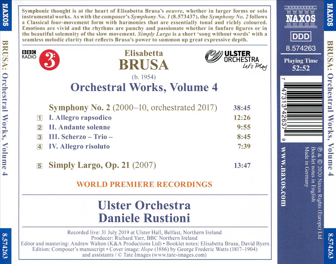 Elisabetta Brusa: Symphony No. 2; Simply Largo cover art