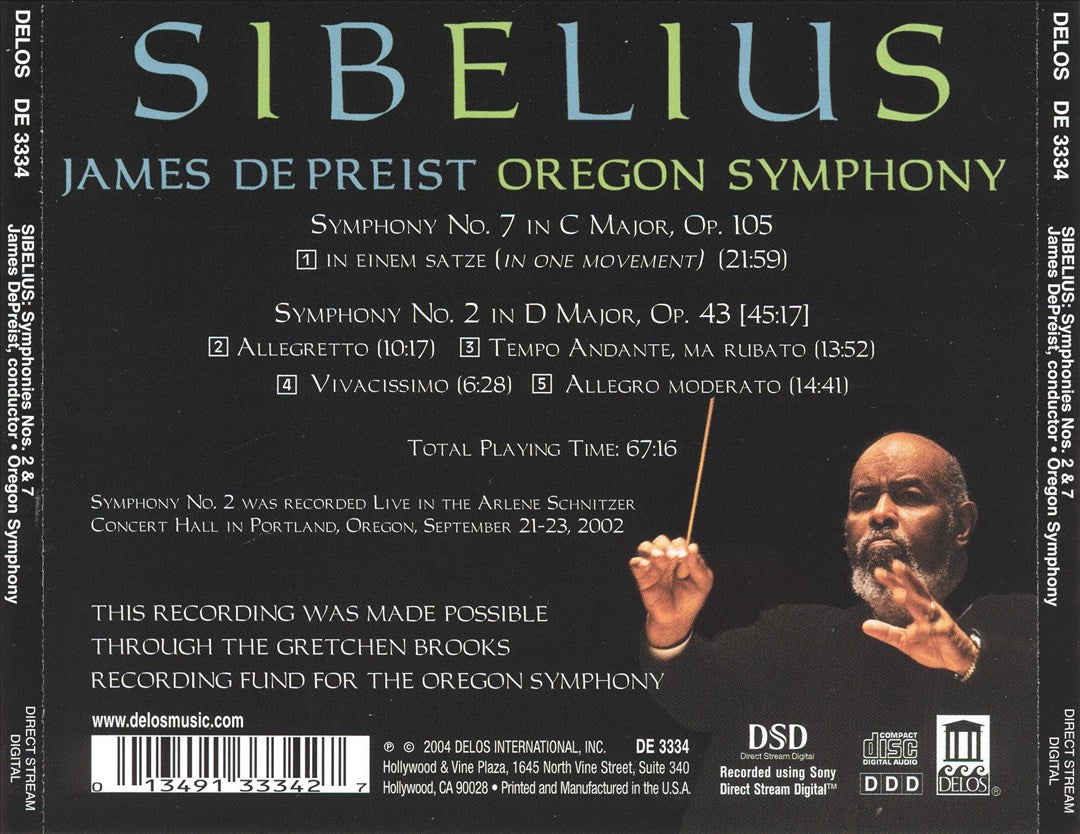 Sibelius: Symphony No. 2; Symphony No. 7 cover art
