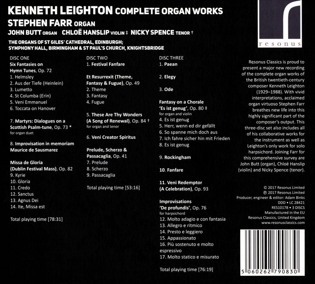 Kenneth Leighton: Complete Organ Works cover art