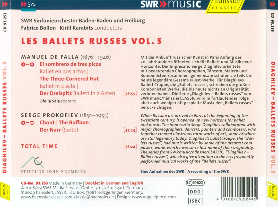 De Falla: El Sombrero de Tres Picos; Prokofiev: The Buffoon cover art