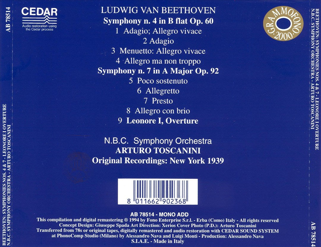 Beethoven: Symphonies Nos. 4 & 7; Leonore Overture No. 1 cover art